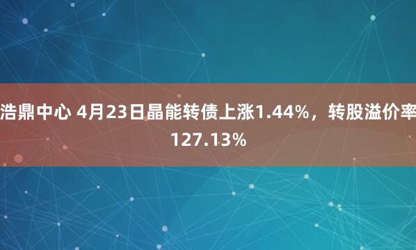 浩鼎中心 4月23日晶能转债上涨1.44%,转股溢价率127.13%